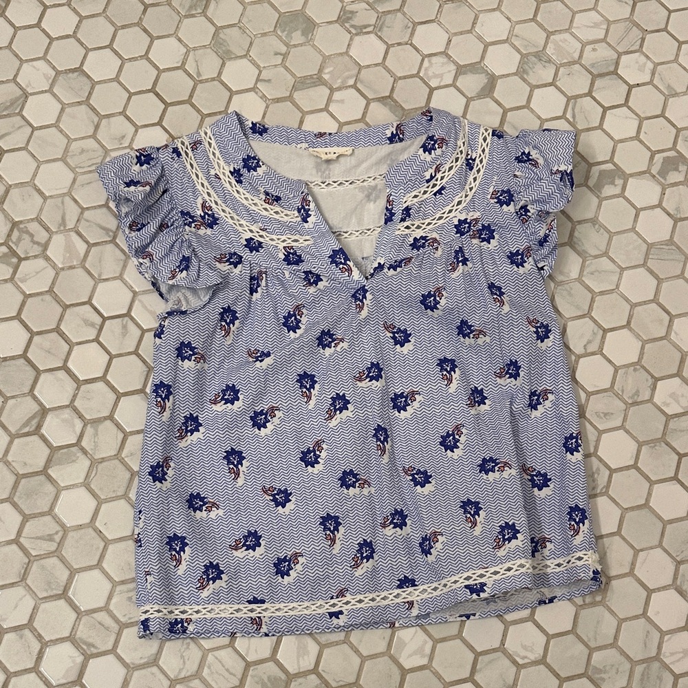Roller Rabbit Blue Floral Blouse